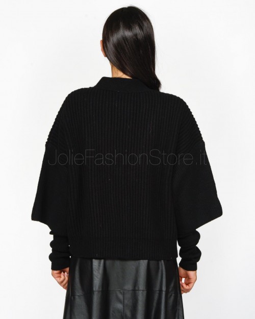 Pinko Cardigan in Lana Misto Cachemire con Manicotti Nero  104062 A1CH Z99