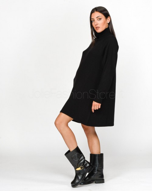 Pinko GRATICCIO WOOL MIXED DRESS EF BLACK LIMOUSINE