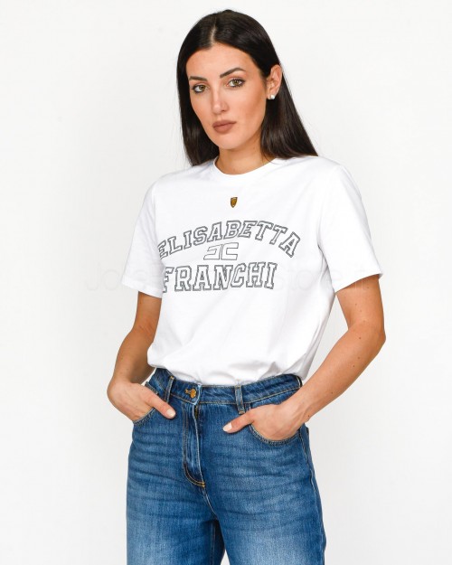 Elisabetta Franchi Chalk Written T-Shirt  MA01546E2 270