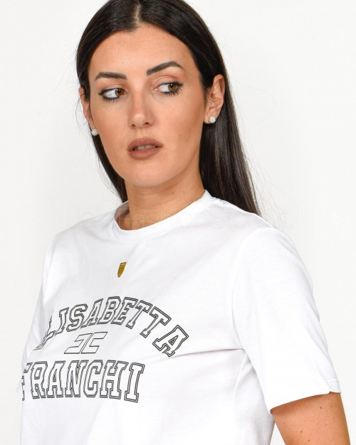 Elisabetta Franchi Chalk Written T-Shirt  MA01546E2 270