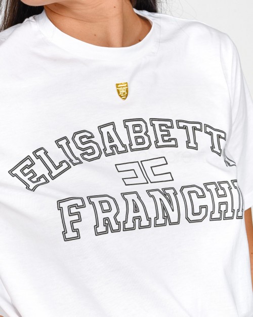 Elisabetta Franchi Chalk Written T-Shirt  MA01546E2 270