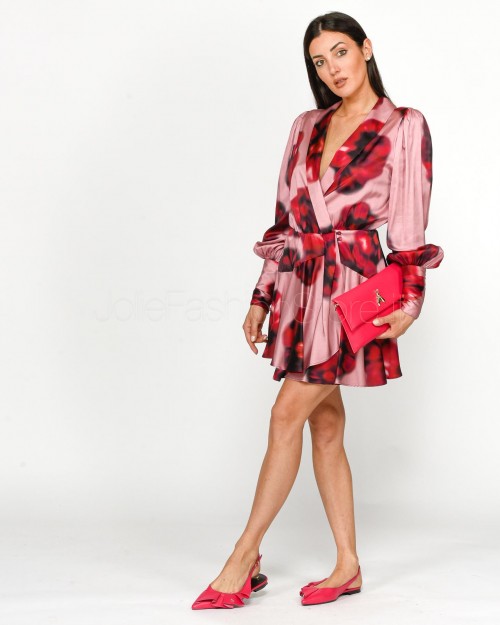 Pinko MELUN SATIN MATT ST.FIOR PINK/RED DRESS  104100 A23P NR1