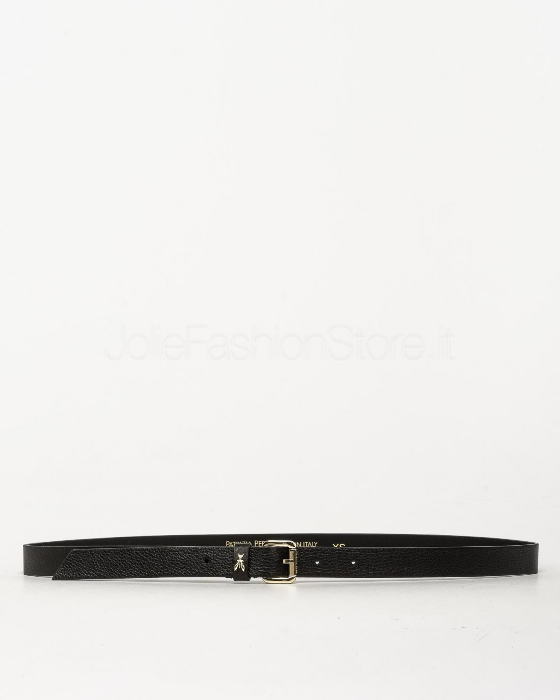 Patrizia Pepe H2 Black/Light Gold Hammered Leather Belt  8W0047 L001 K118