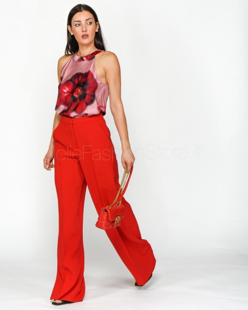 Pinko Top Senza Maniche a Fiori Rosa Rosso  103874 A23P NR1