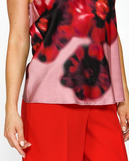 Pinko Top Senza Maniche a Fiori Rosa Rosso  103874 A23P NR1