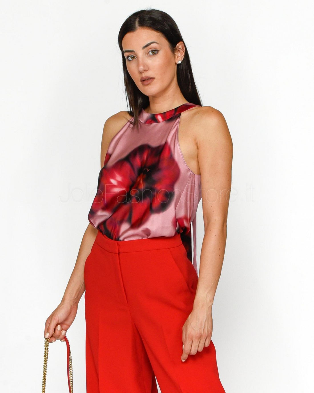 Pinko TALANGE TOP SATIN MATT ST.FIOR PINK/RED  103874 A23P NR1