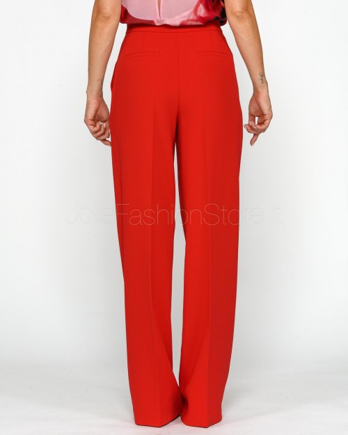 Pinko Pantaloni Palazzo Eleganti in Crepe Rosso  100331 A20Q RA1