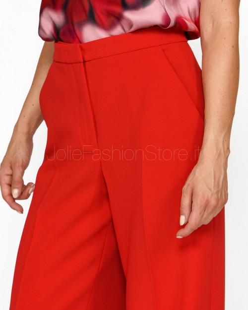 Pinko Pantaloni Palazzo Eleganti in Crepe Rosso  100331 A20Q RA1