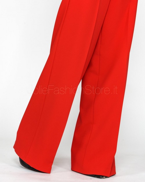 Pinko Pantaloni Palazzo Eleganti in Crepe Rosso  100331 A20Q RA1