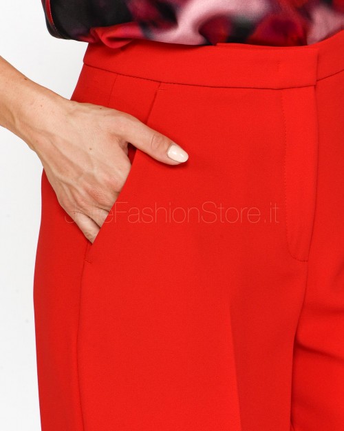 Pinko Pantaloni Palazzo Eleganti in Crepe Rosso  100331 A20Q RA1