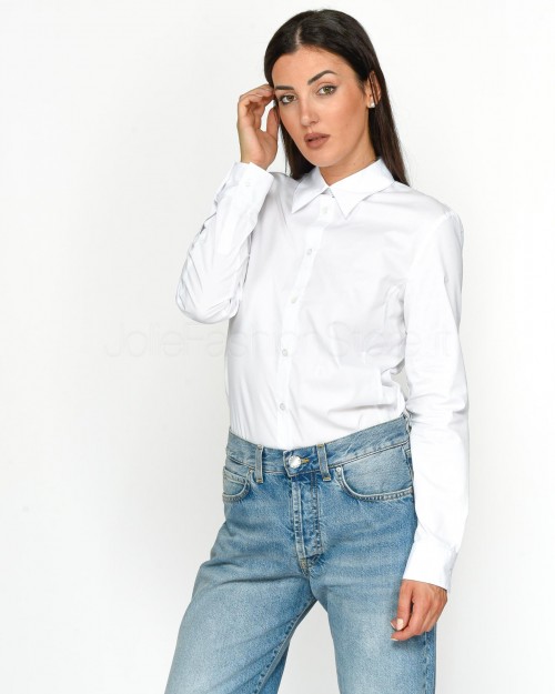 Pinko CUBA BRILLIANT WHITE STRETCH POPLIN SHIRT.