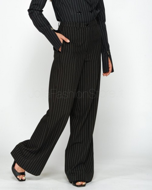 Patrizia Pepe Pantaloni con Pinces in Flanella Black Stripes  8P0615 A457 F1OO