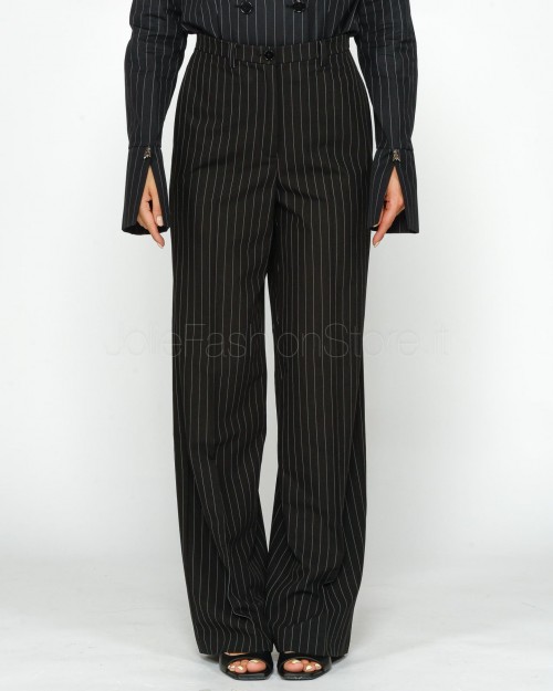 Patrizia Pepe Pantaloni con Pinces in Flanella Black Stripes  8P0615 A457 F1OO