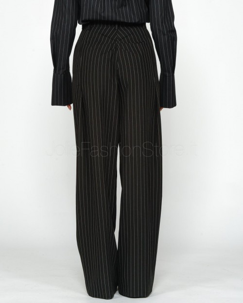 Patrizia Pepe Pantaloni con Pinces in Flanella Black Stripes  8P0615 A457 F1OO