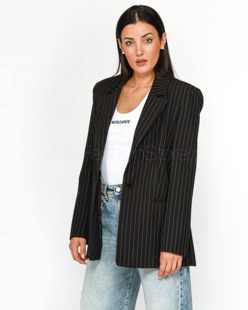 Patrizia Pepe One Button Pinstripe Jacket Black Stripes  8S0494 A457 F1OO