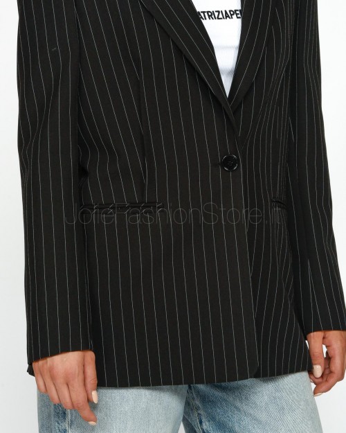 Patrizia Pepe One Button Pinstripe Jacket Black Stripes  8S0494 A457 F1OO