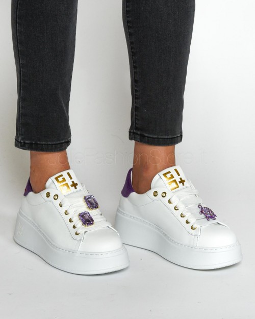 Gio+ White Purple Leather Sneakers