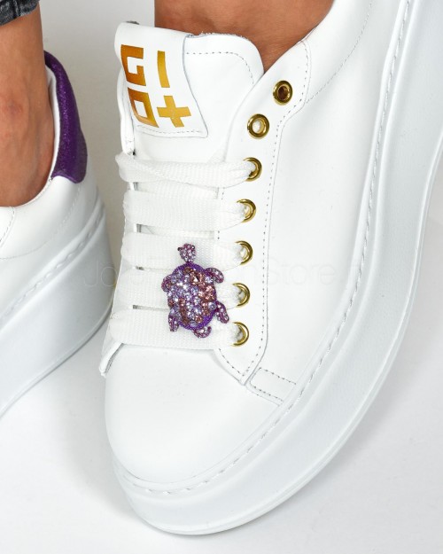 Gio+ Sneakers in Pelle Bianca Viola  PIA286B BIANCA VIOLA