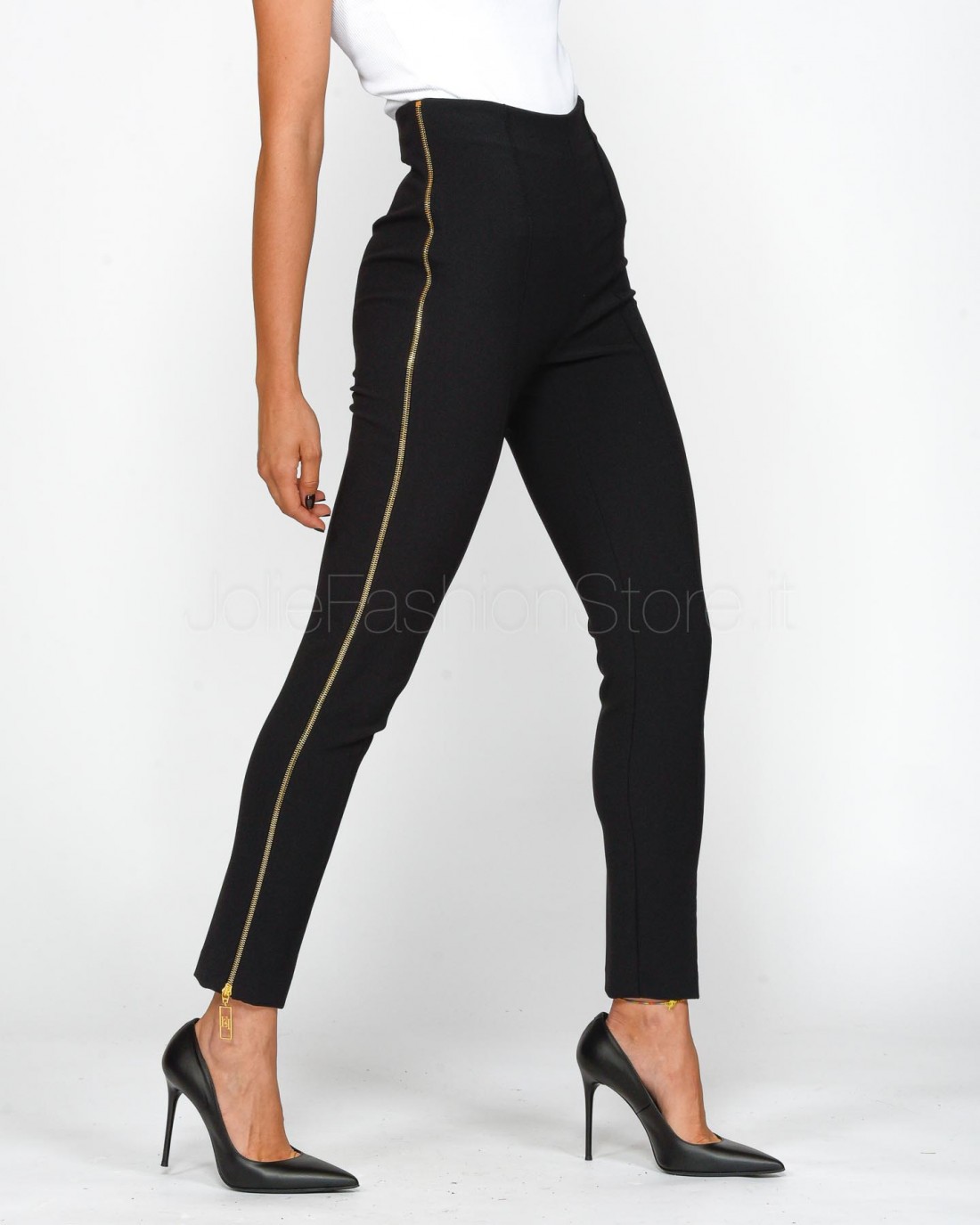 Elisabetta Franchi Pantalone Skinny con Zip Nero  PA00546E2 110