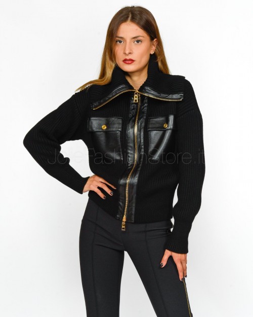 Elisabetta Franchi Cardigan in Lana Costa Inglese in Maglia Nero  JK04T46E2 110