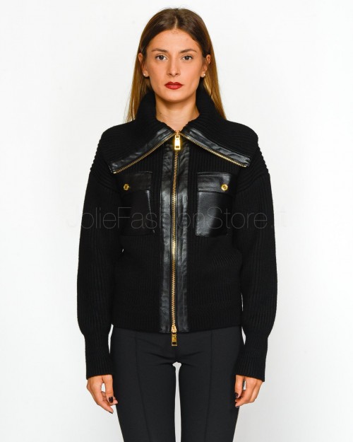 Elisabetta Franchi Cardigan in Lana Costa Inglese in Maglia Nero  JK04T46E2 110