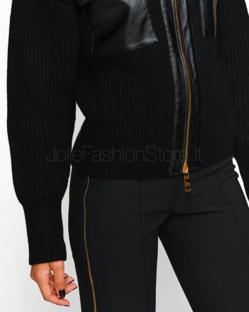 Elisabetta Franchi Cardigan in Lana Costa Inglese in Maglia Nero  JK04T46E2 110