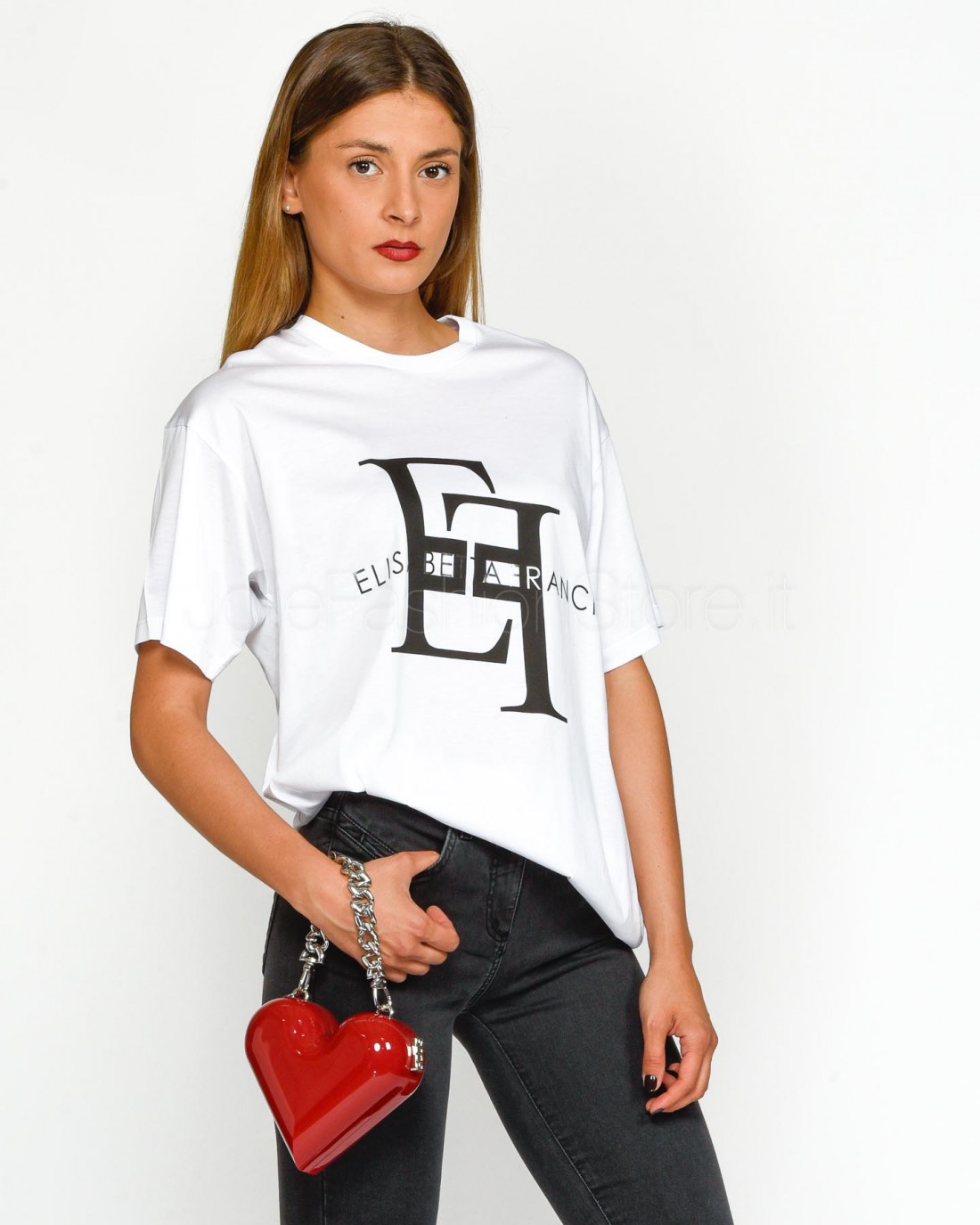 Elisabetta Franchi T Shirt Over Stampa Logo Gesso T Shirt