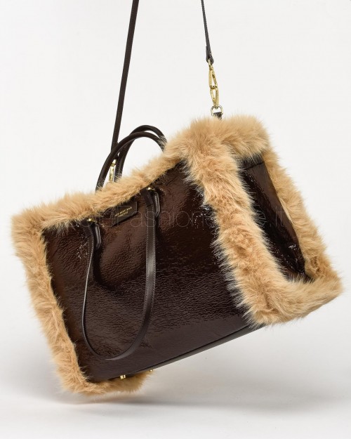 My Best Bag Borsa a Mano Atena Fur Reversibile Chocolate  MYB 8109 CHOCOLATE