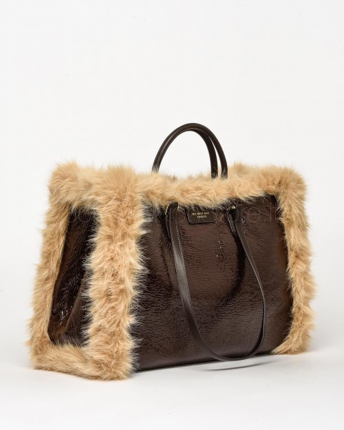 My Best Bag Borsa a Mano Atena Fur Reversibile Chocolate  MYB 8109 CHOCOLATE