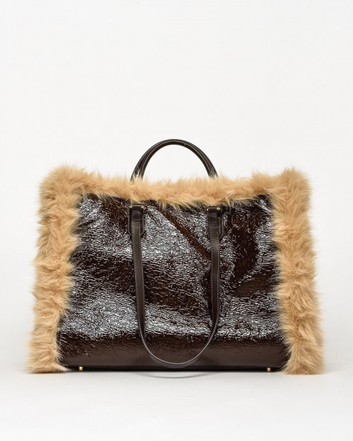 My Best Bag Borsa a Mano Atena Fur Reversibile Chocolate  MYB 8109 CHOCOLATE