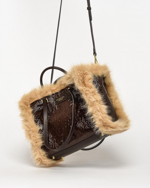 My Best Bag Borsa a Mano Midi Atena Fur Reversibile Chocolate  MYB 8110 CHOCOLATE