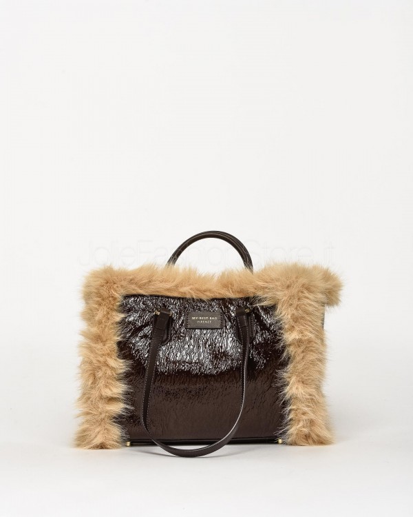 My Best Bag Borsa a Mano Midi Atena Fur Reversibile Chocolate  MYB 8110 CHOCOLATE