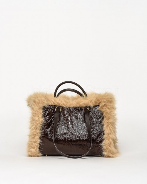 My Best Bag Borsa a Mano Midi Atena Fur Reversibile Chocolate  MYB 8110 CHOCOLATE