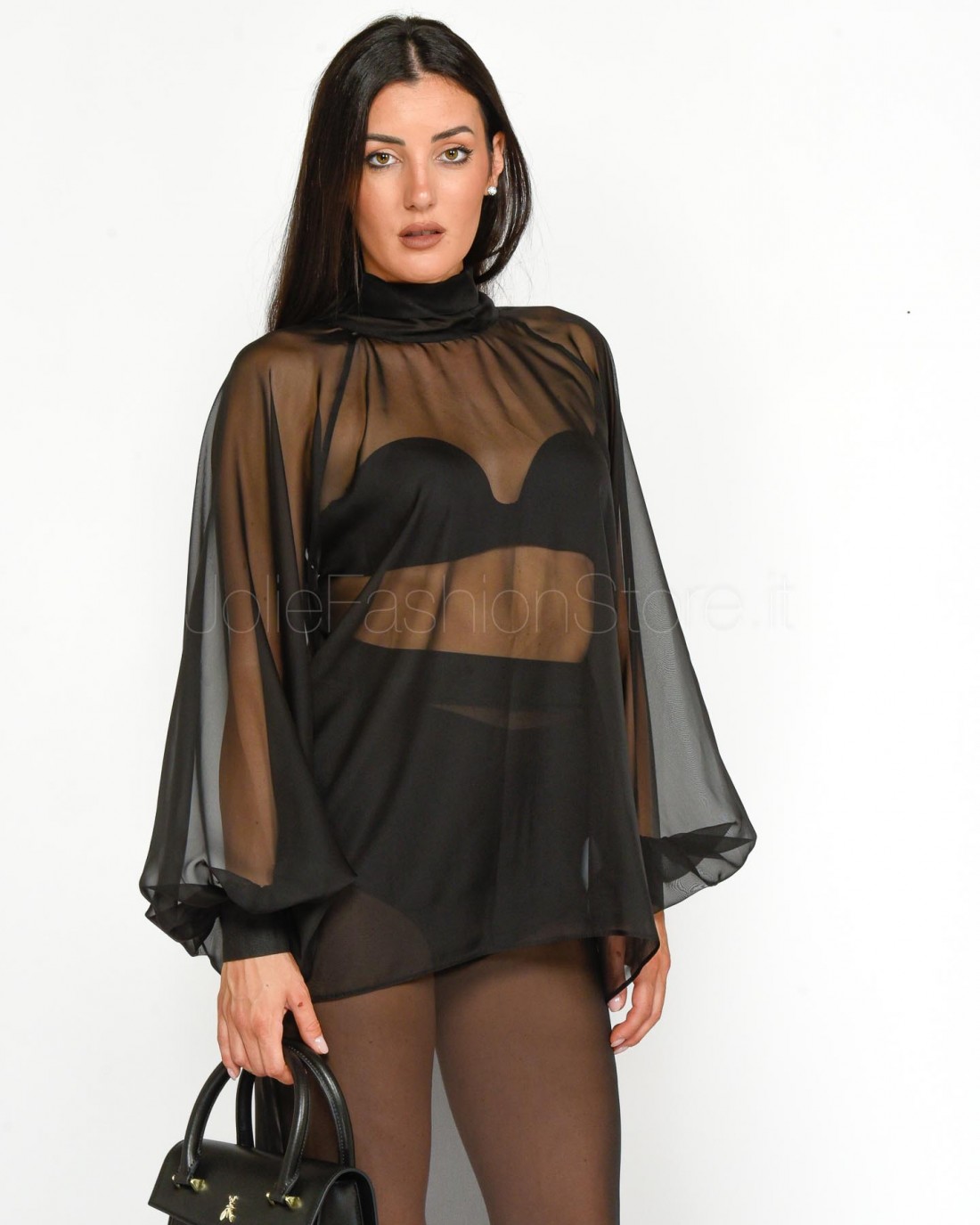 Actualee Camicia in Tulle Nera  13165 BLACK