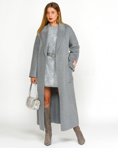 Solo Tre Cappotto Grigio in Misto Lana e Cachemire  M1S0071 SU 91S