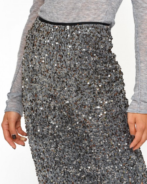 Actualee Gonna Midi in Paillettes Grigio  PW1218 GRIGIO