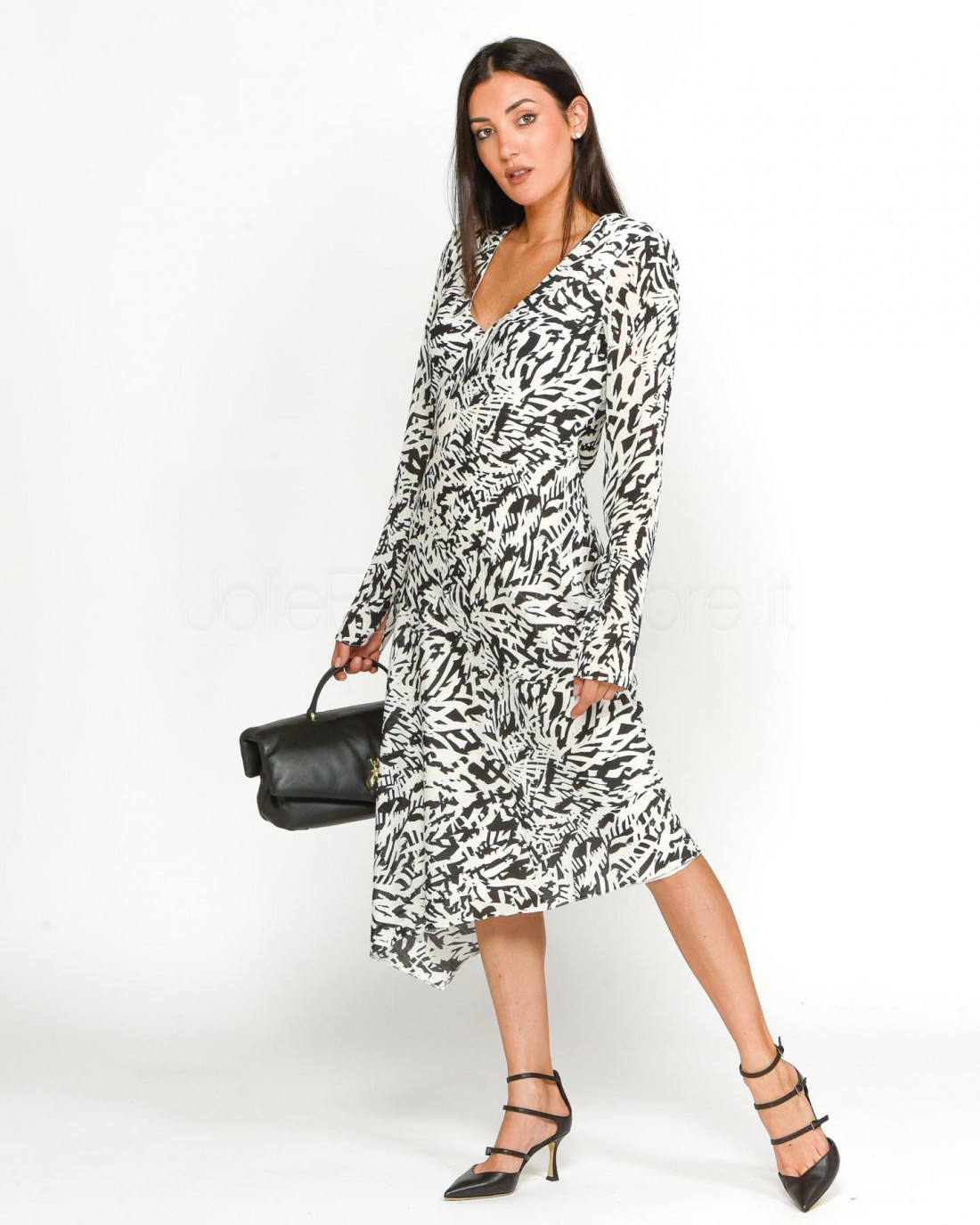 Patrizia Pepe Abito Midi Biz Galm Black/White  8A1396 A463 FE84