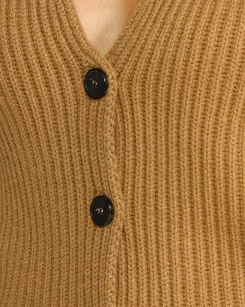 Solo Tre Cardigan Nocciola con Polsini  M3S0055 61S