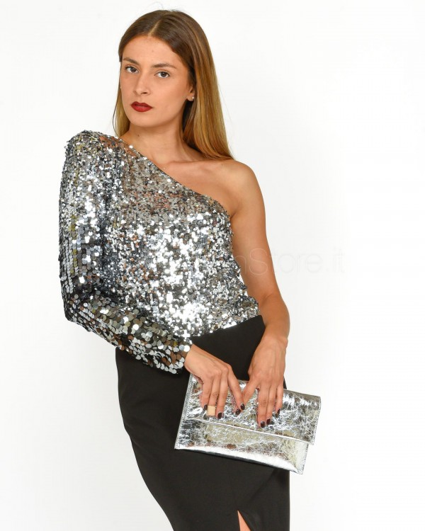 Patrizia Pepe Top a Body in Paillettes Silver & Degrade  8M1625 A468 FE86