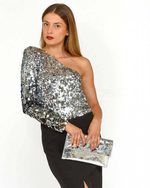 Patrizia Pepe Top a Body in Paillettes Silver & Degrade