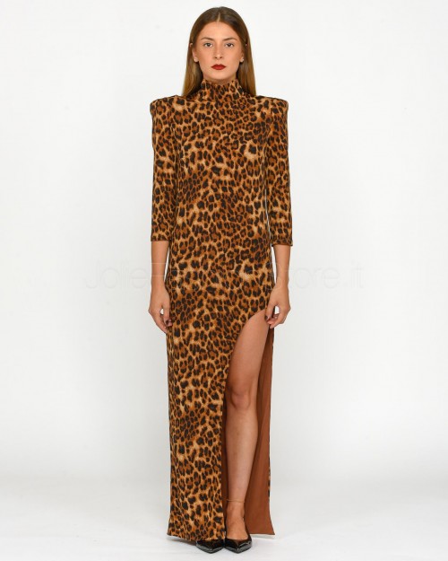 Actualee Midi Dress with Spotted Slit  13104 ANIMAL