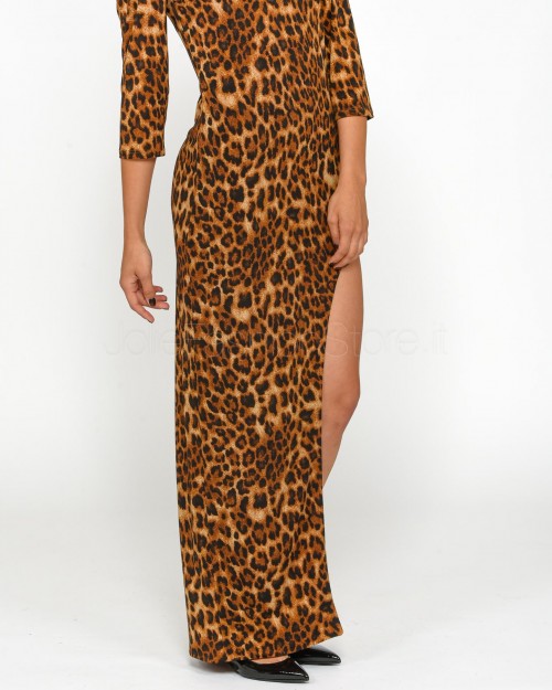 Actualee Midi Dress with Spotted Slit  13104 ANIMAL