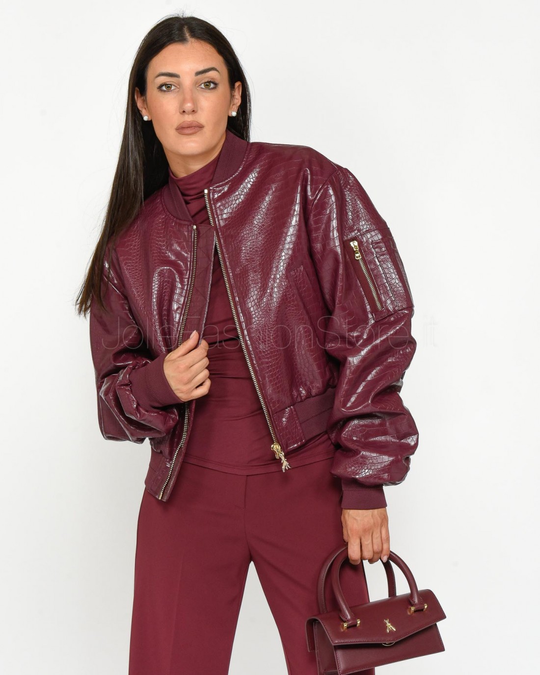 Patrizia Pepe Bomber Imbottito in Ecopelle Plum Elixir  8O0136 E050 M511