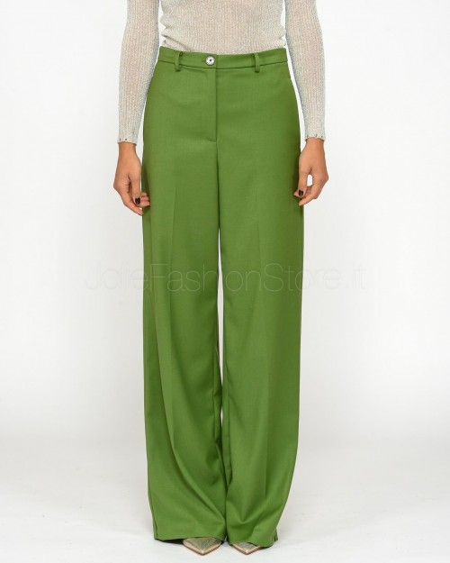 Patrizia Pepe Pantaloni Palazzo in Flanella Green Garden  8P0615 A106 G163