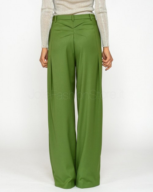 Patrizia Pepe Pantaloni Palazzo in Flanella Green Garden  8P0615 A106 G163