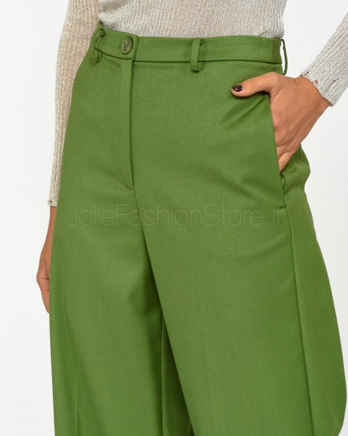 Patrizia Pepe Pantaloni Palazzo in Flanella Green Garden  8P0615 A106 G163