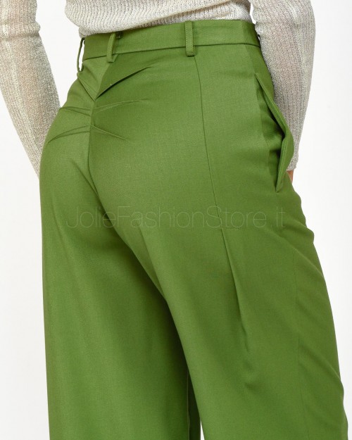 Patrizia Pepe Pantaloni Palazzo in Flanella Green Garden  8P0615 A106 G163