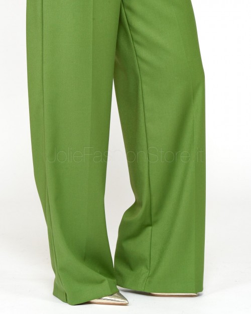 Patrizia Pepe Pantaloni Palazzo in Flanella Green Garden  8P0615 A106 G163