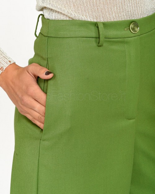 Patrizia Pepe Pantaloni Palazzo in Flanella Green Garden  8P0615 A106 G163