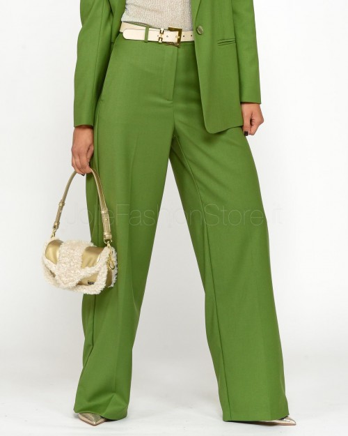 Patrizia Pepe Pantaloni Palazzo in Flanella Green Garden  8P0615 A106 G163